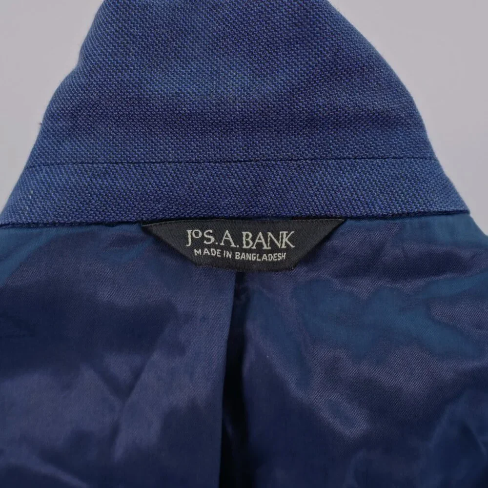 Jos A Bank Wool Blue Basketweave 2‎ Button Blazer 42L / Slim 44L
